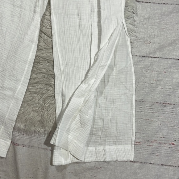 NWT Jonathan Simkhai EMBRY GAUZE COVERUP white wide leg pants - Picture 12 of 13